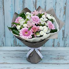 Букет цветов из:  Герберы, Альстромерии и Хризантемы в Богандинском