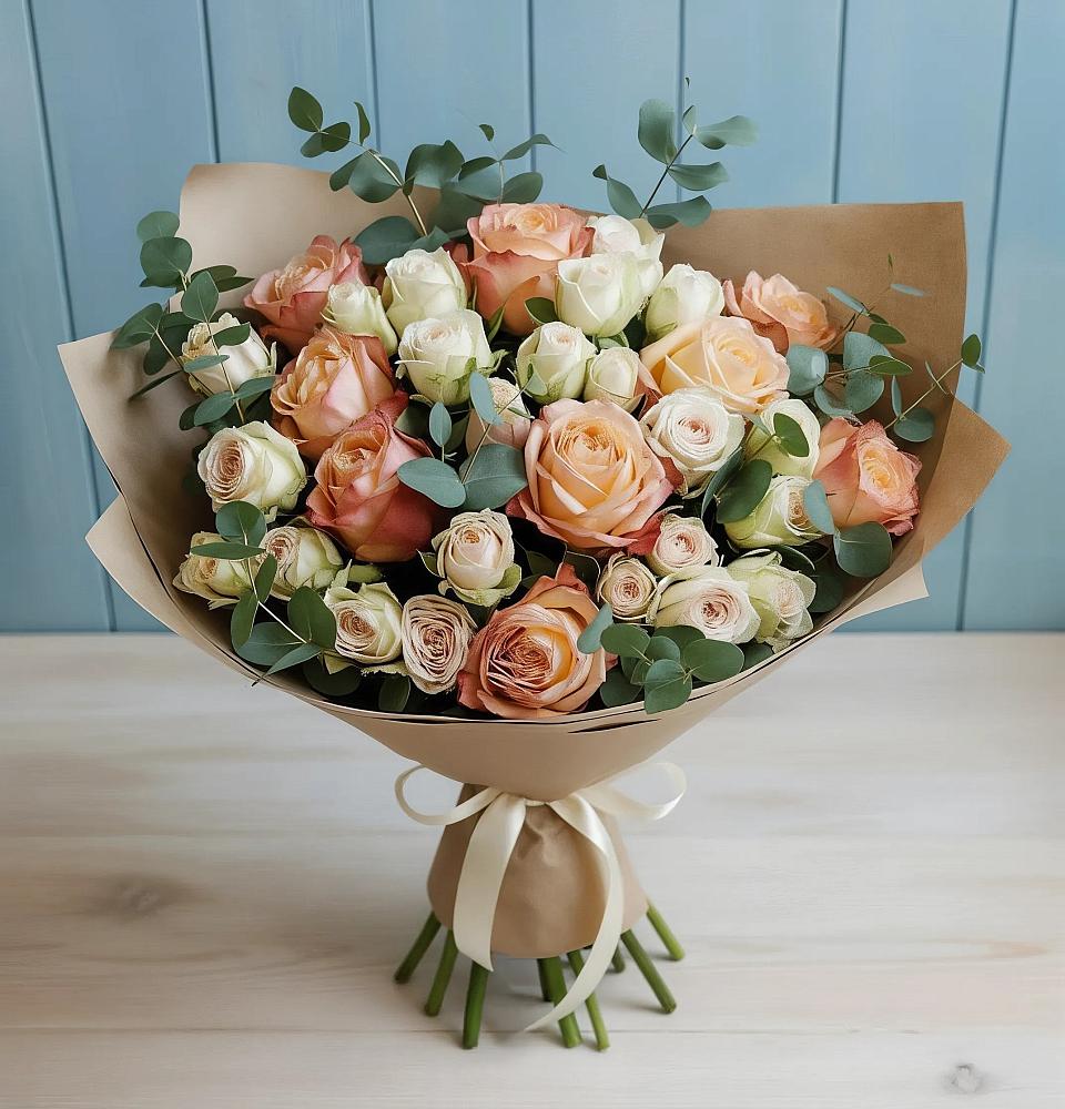 Букет цветов из: Альстромерии и Розы в Богандинском