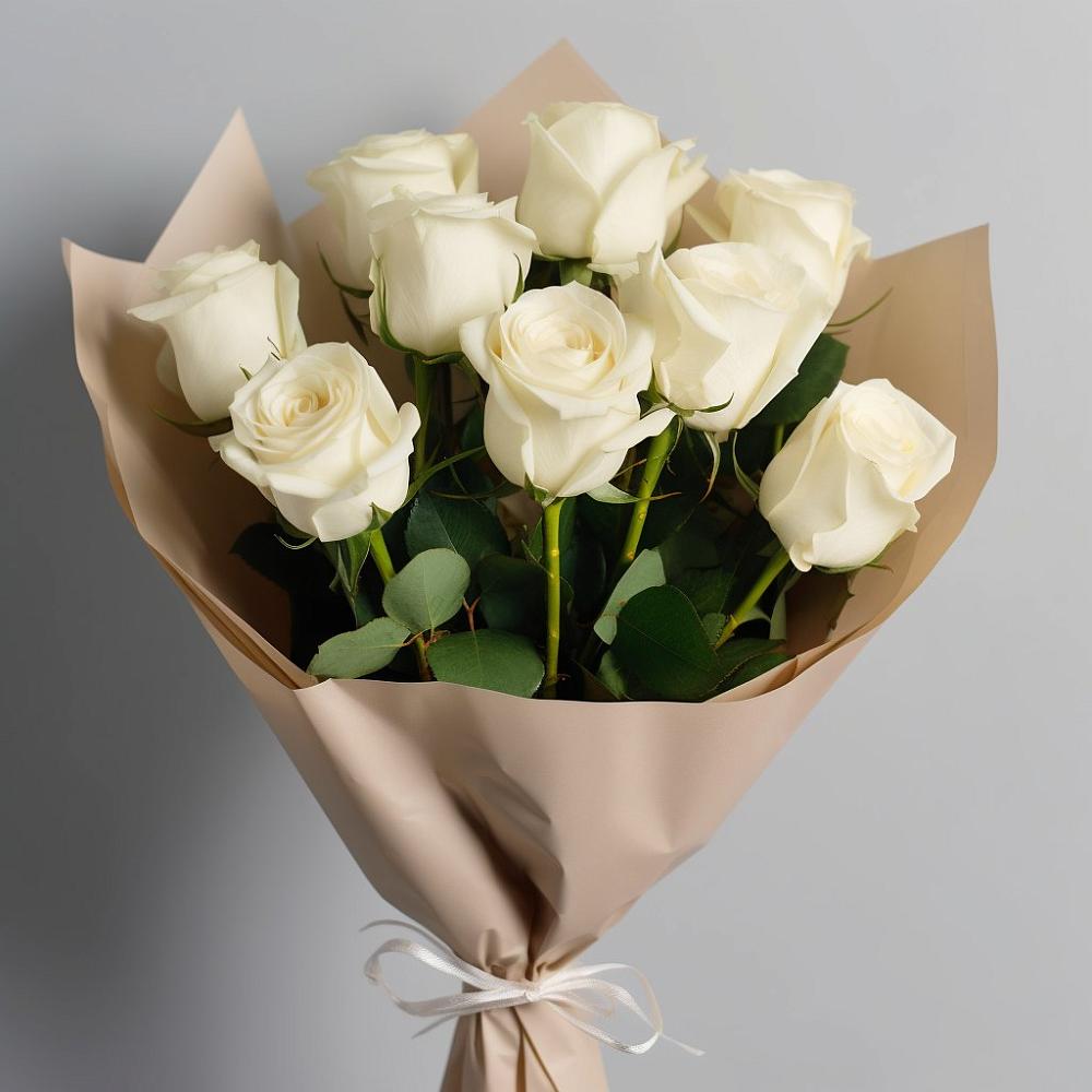 Букет 9 Белых роз Эдлесс Лав в Богандинском