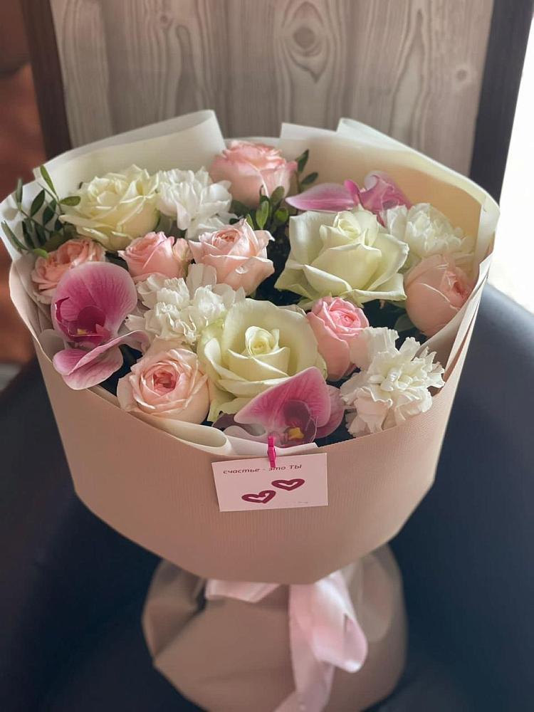 Букет цветов из: Орхидеи, Розы и Гвоздики в Богандинском