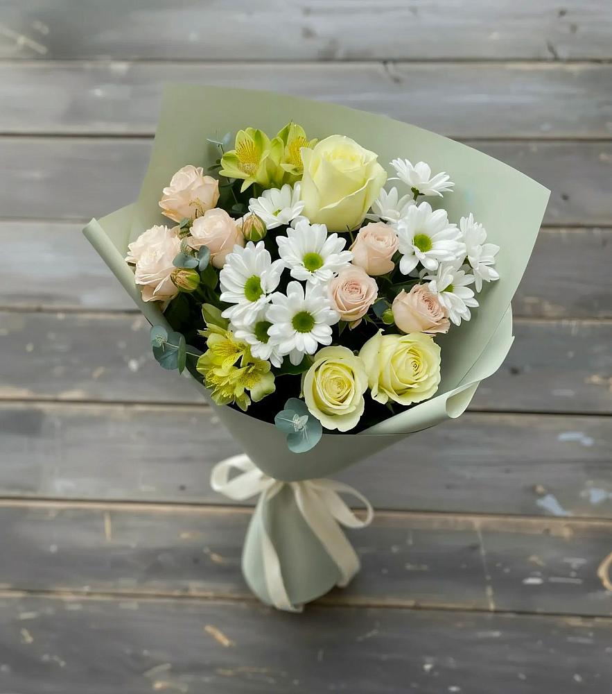 Букет цветов из: Альстромерии, Розы и Хризантемы в Богандинском