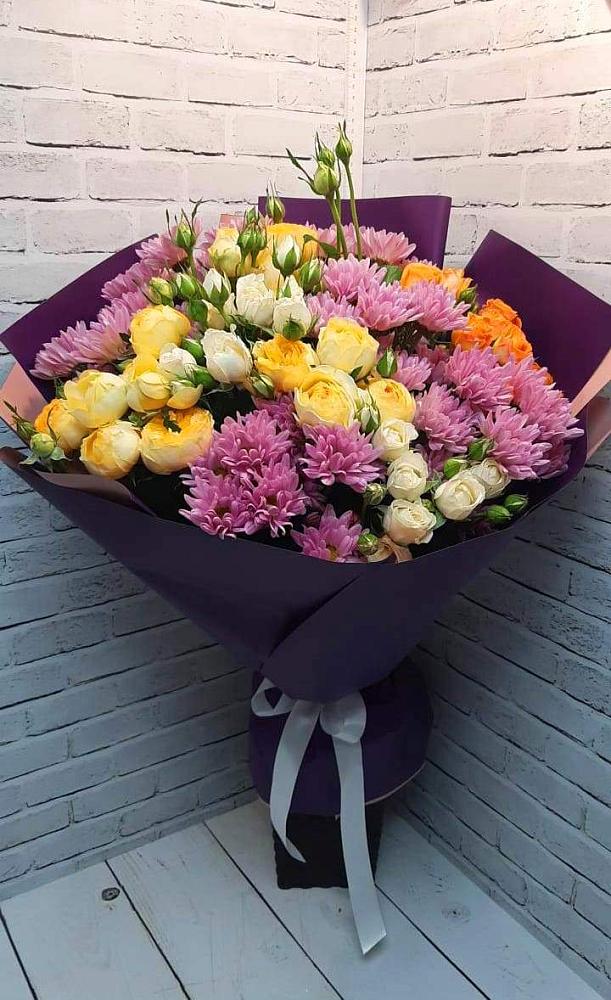 Букет цветов из: Хризантемы и Розы в Богандинском