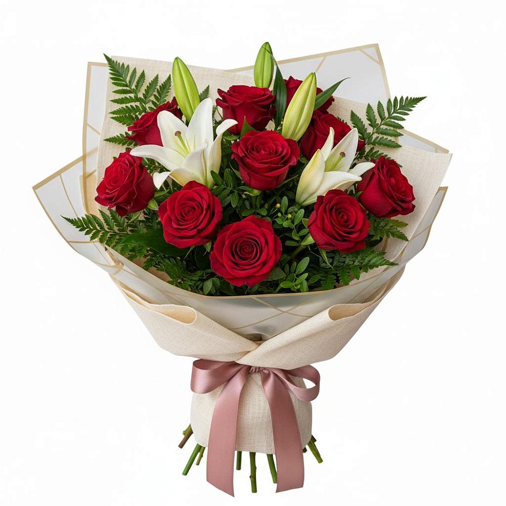 Букет цветов из: Лилии и Розы в Богандинском