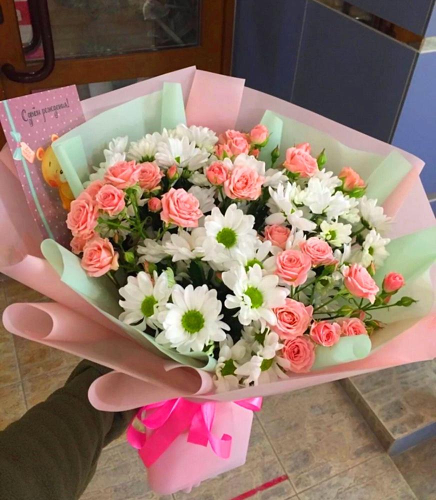 Букет цветов из: Розы и Хризантемы в Богандинском