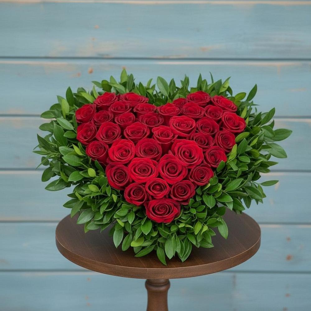 Цветочная композиция из Розы в виде сердца в Богандинском