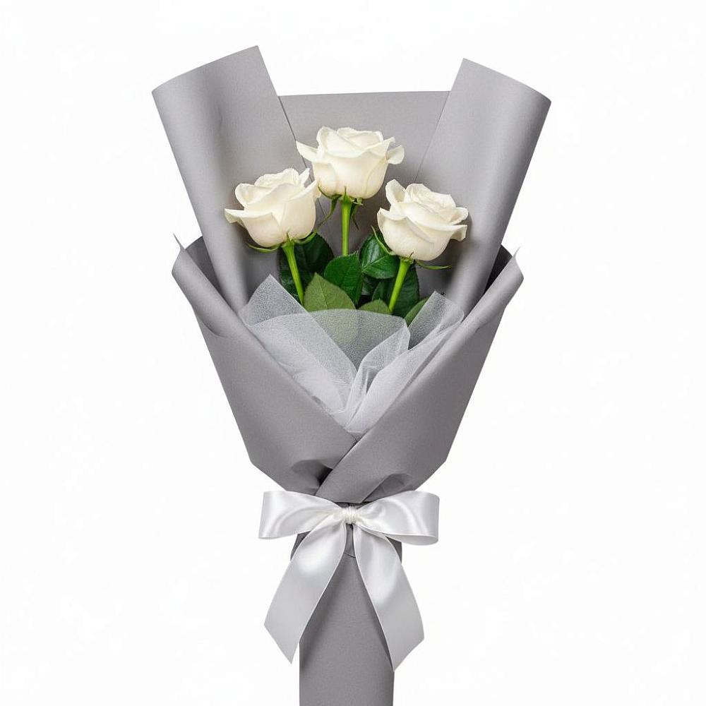 Букет 3 белые розы в Богандинском