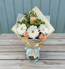 Букет цветов из:  Герберы, Розы и Хризантемы в Богандинском