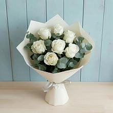 Букет Белые розы в Эвкалипте #REPLACE_PRED# Богандинском