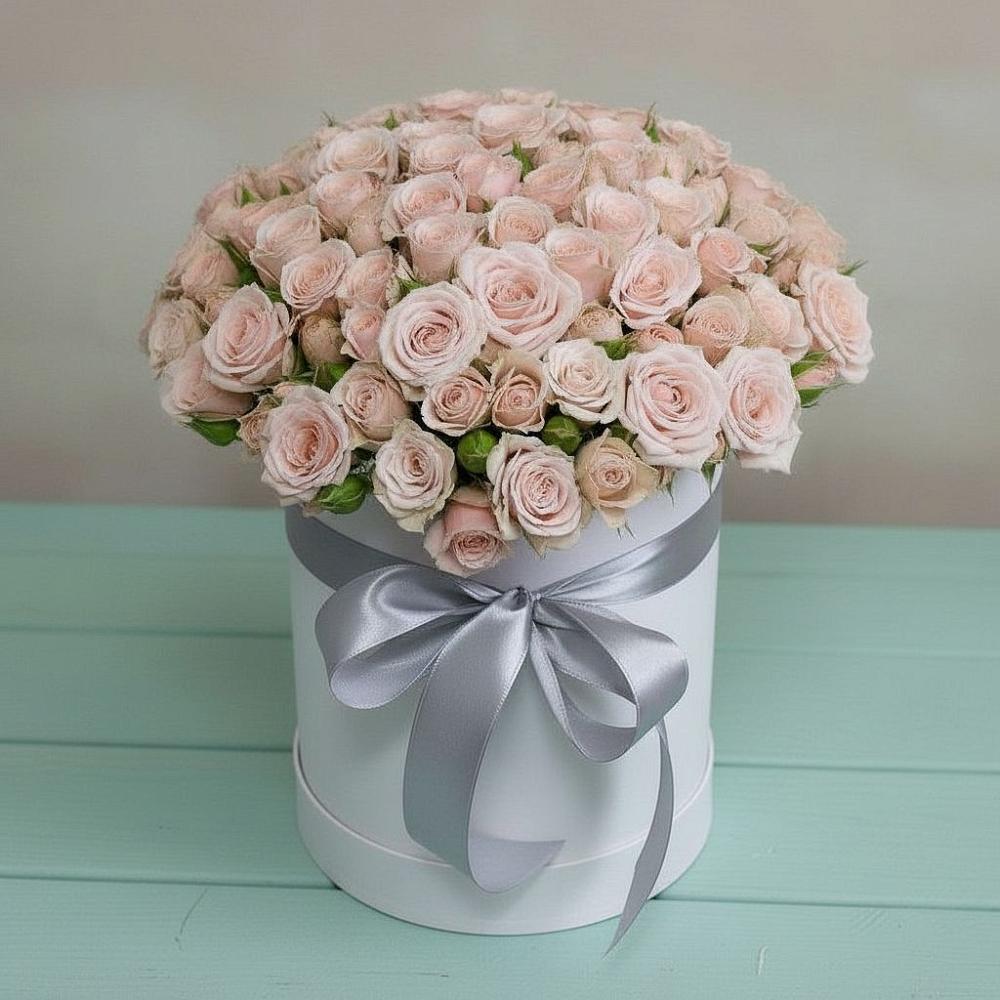 Цветочная композиция из Розы в шляпной коробке в Богандинском